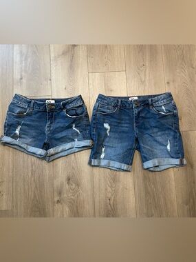 SO Girl’s Distressed Cuffed Denim Shorts - Dark Blue